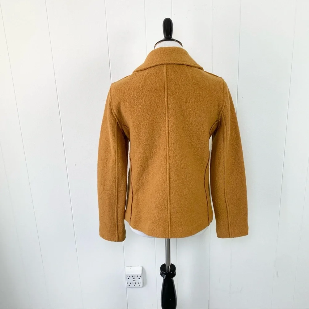 J Crew Womens Italian Boiled Wool Double Breasted Peacoat Jacket Yellow Size 4 - Picture 2 of 13